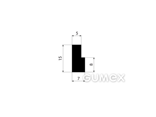 "L" Gummiprofil, 15x7/8mm, 45°ShA, EPDM, -40°C/+100°C, schwarz, 